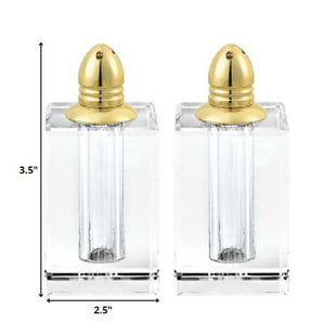 Homeroots Handcrafted Crystal And Gold Salt And Pepper Shakers - Elegant Home Decor For Stylish Entertaining   376094