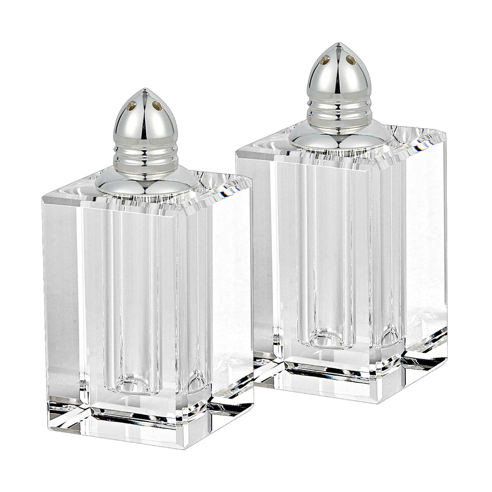 Homeroots Handcrafted Crystal And Silver Large Salt And Pepper Shakers - Elegant, Durable, Eco-friendly Design   376095
