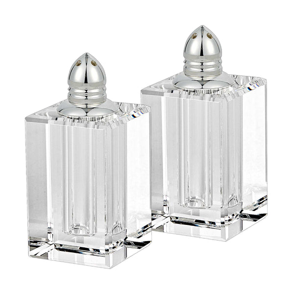 Homeroots Handcrafted Crystal And Silver Large Salt And Pepper Shakers - Elegant, Durable, Eco-friendly Design   376095