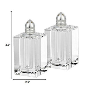 Homeroots Handcrafted Crystal And Silver Large Salt And Pepper Shakers - Elegant, Durable, Eco-friendly Design   376095