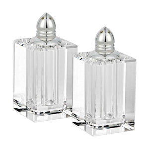 Homeroots Handcrafted Crystal And Silver Large Salt And Pepper Shakers - Elegant, Durable, Eco-friendly Design   376095