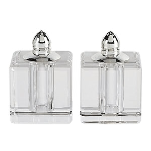 Homeroots Handcrafted Crystal & Silver Square Salt And Pepper Shaker Set – Elegant, Durable, Eco-friendly Design   376097