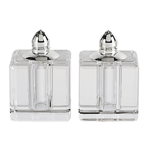 Homeroots Handcrafted Crystal & Silver Square Salt And Pepper Shaker Set – Elegant, Durable, Eco-friendly Design   376097