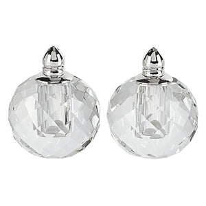 Homeroots Handcrafted Crystal And Silver Rounded Salt And Pepper Shakers - Elegant Dining Décor For Any Table   376099