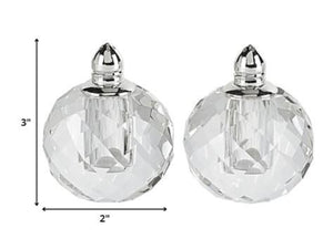 Homeroots Handcrafted Crystal And Silver Rounded Salt And Pepper Shakers - Elegant Dining Décor For Any Table   376099
