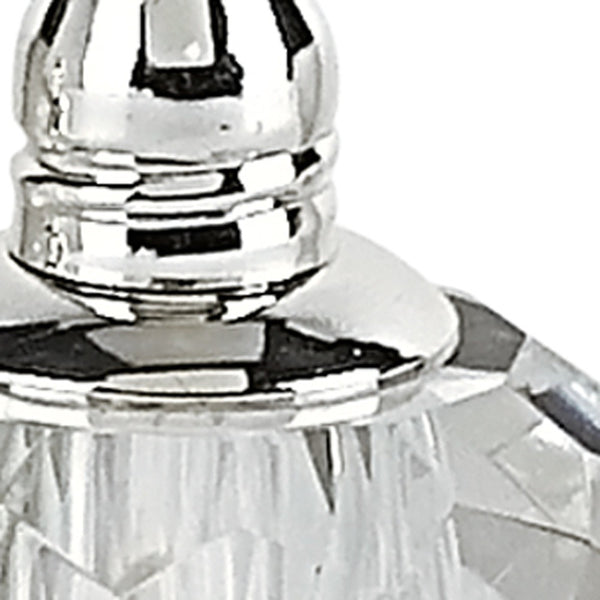 Homeroots Handcrafted Crystal And Silver Rounded Salt And Pepper Shakers - Elegant Dining Décor For Any Table   376099