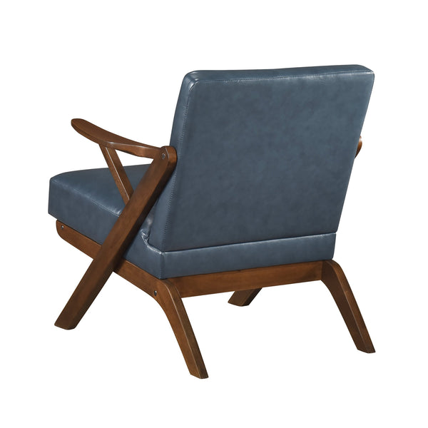 English Elm Brown Solid Rubberwood Frame Accent Chair with Brown Faux Leather Upholstery, Cozy Modern Living Room Seat Blue,Brown 26 L x 25.25 W x 12.5 H B011P287475