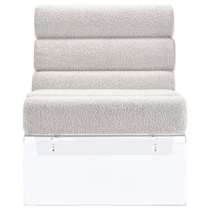 English Elm Freeman Bouclé Upholstered Armless Acrylic Chair with Channel-Tufted Comfort and Clear Modern Frame Ivory B062P299961