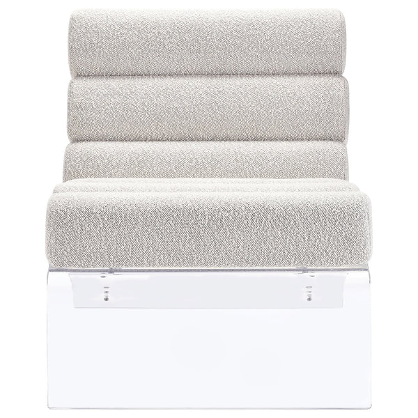 English Elm Freeman Bouclé Upholstered Armless Acrylic Chair with Channel-Tufted Comfort and Clear Modern Frame Ivory B062P299961
