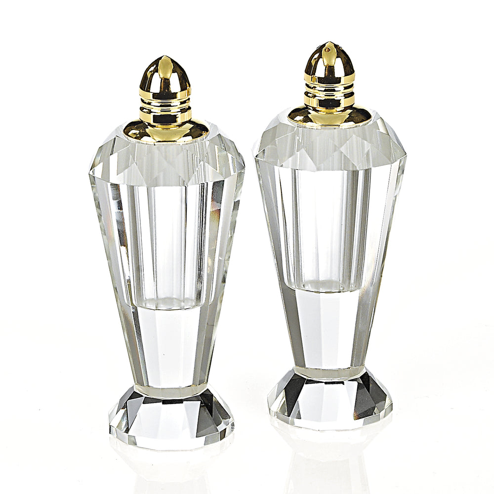 Homeroots Handcrafted Optical Crystal And Gold Pair Of Salt And Pepper Shakers   376101