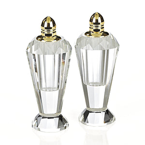 Homeroots Handcrafted Optical Crystal And Gold Pair Of Salt And Pepper Shakers   376101