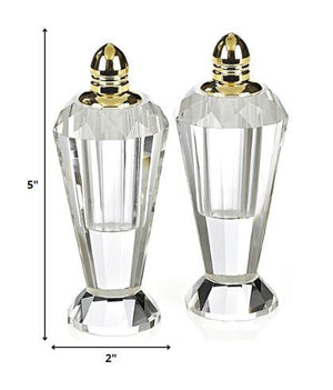 Homeroots Handcrafted Optical Crystal And Gold Pair Of Salt And Pepper Shakers   376101