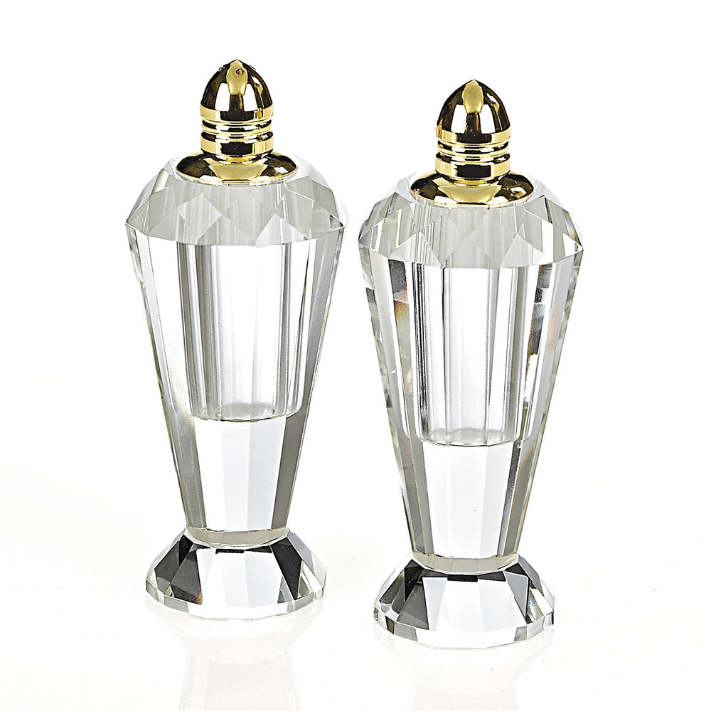 Homeroots Handcrafted Optical Crystal And Gold Pair Of Salt And Pepper Shakers   376101