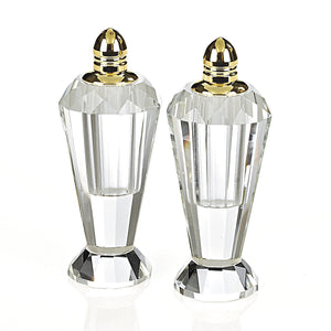 Homeroots Handcrafted Optical Crystal And Gold Pair Of Salt And Pepper Shakers   376101
