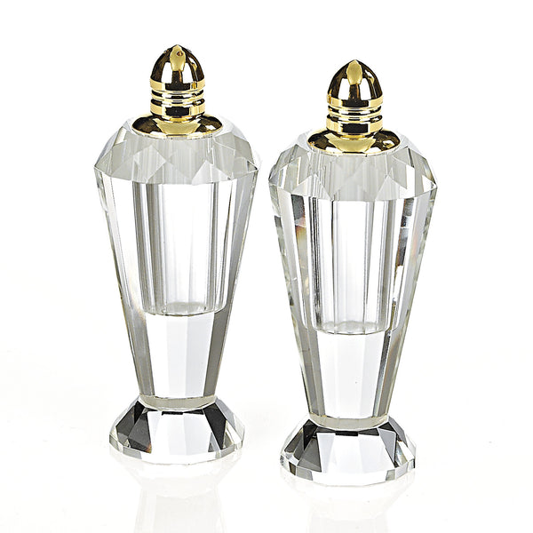 Homeroots Handcrafted Optical Crystal And Gold Pair Of Salt And Pepper Shakers   376101