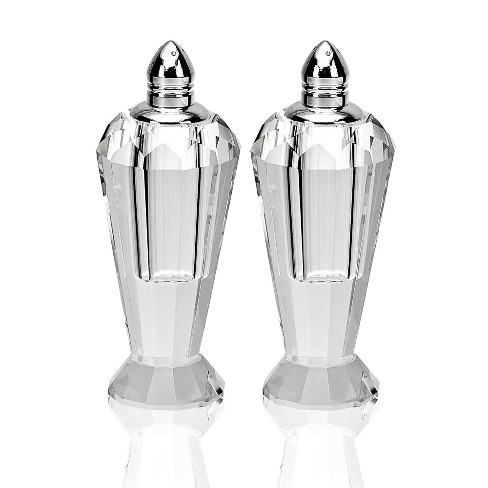 Homeroots Handcrafted Optical Crystal And Silver Pair Of Salt And Pepper Shakers   376102