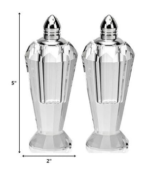 Homeroots Handcrafted Optical Crystal And Silver Pair Of Salt And Pepper Shakers   376102