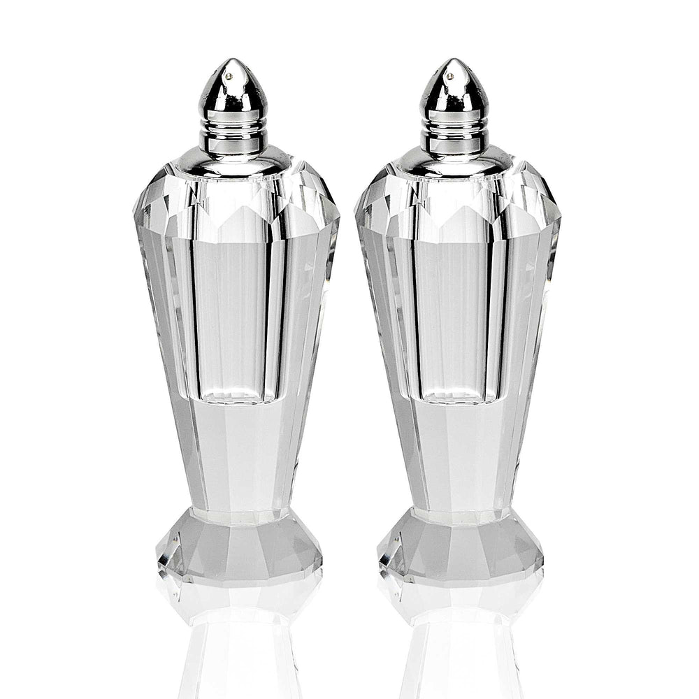 Homeroots Handcrafted Optical Crystal And Silver Pair Of Salt And Pepper Shakers   376102