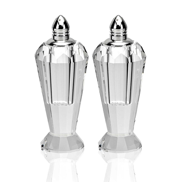 Homeroots Handcrafted Optical Crystal And Silver Pair Of Salt And Pepper Shakers   376102