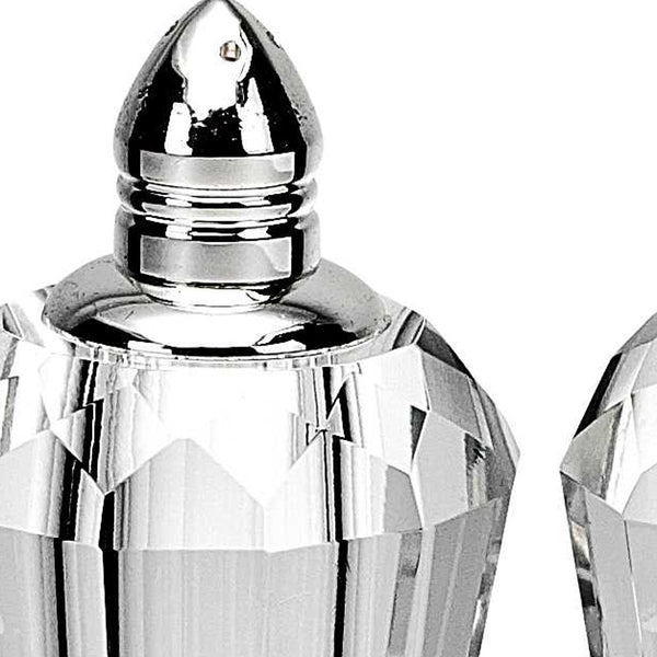 Homeroots Handcrafted Optical Crystal And Silver Pair Of Salt And Pepper Shakers   376102