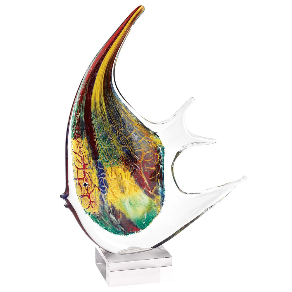 Homeroots 17" Red And Yellow Murano Glass Fish Figurine Tabletop Sculpture  Murano Glass 376103