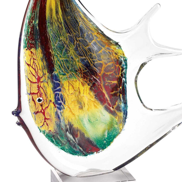 Homeroots 17" Red And Yellow Murano Glass Fish Figurine Tabletop Sculpture  Murano Glass 376103