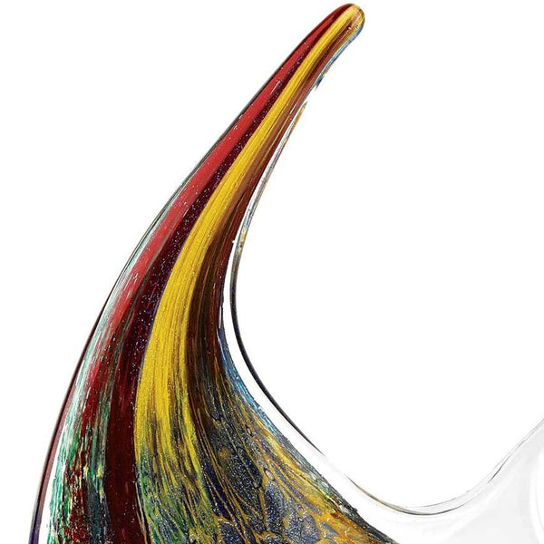 Homeroots 17" Red And Yellow Murano Glass Fish Figurine Tabletop Sculpture  Murano Glass 376103