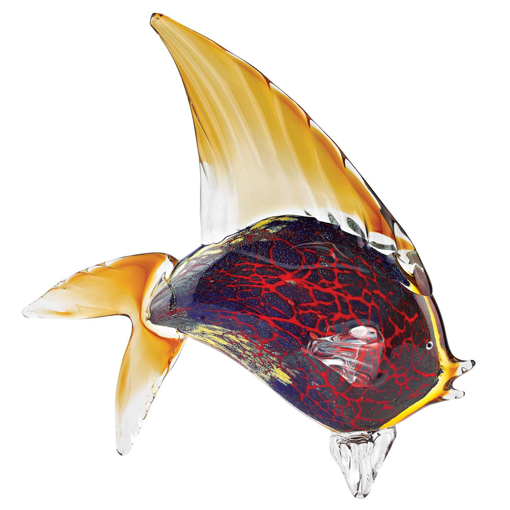 Homeroots 16" Black And Red Murano Glass Fish Figurine Tabletop Sculpture  Murano Glass 376104