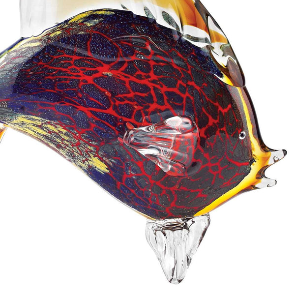 Homeroots 16" Black And Red Murano Glass Fish Figurine Tabletop Sculpture  Murano Glass 376104