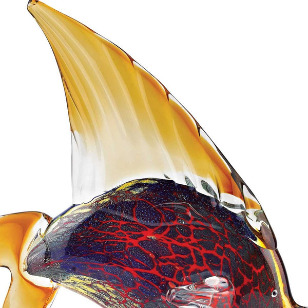 Homeroots 16" Black And Red Murano Glass Fish Figurine Tabletop Sculpture  Murano Glass 376104