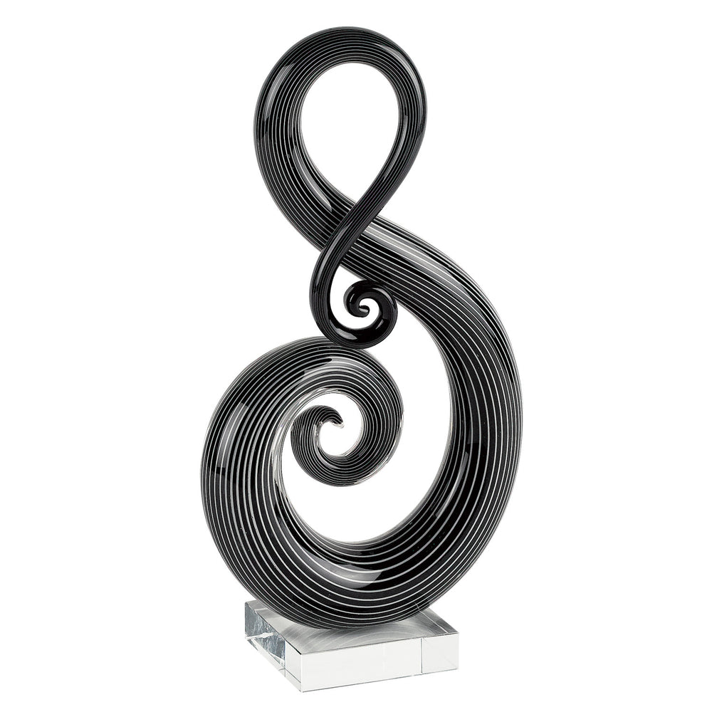 Homeroots 12" Black And White Murano Glass Modern Abstract Tabletop Sculpture  Murano Glass 376105