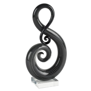 Homeroots 12" Black And White Murano Glass Modern Abstract Tabletop Sculpture  Murano Glass 376105