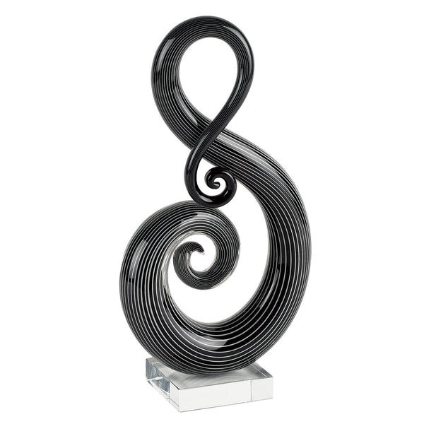 Homeroots 12" Black And White Murano Glass Modern Abstract Tabletop Sculpture  Murano Glass 376105