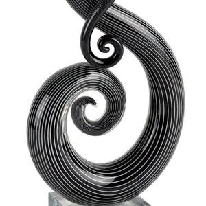 Homeroots 12" Black And White Murano Glass Modern Abstract Tabletop Sculpture  Murano Glass 376105