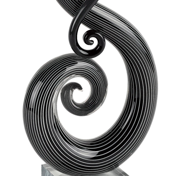 Homeroots 12" Black And White Murano Glass Modern Abstract Tabletop Sculpture  Murano Glass 376105