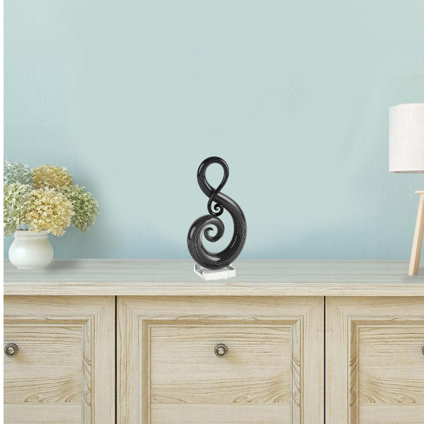 Homeroots 12" Black And White Murano Glass Modern Abstract Tabletop Sculpture  Murano Glass 376105