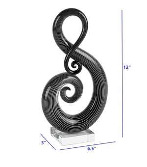 Homeroots 12" Black And White Murano Glass Modern Abstract Tabletop Sculpture  Murano Glass 376105