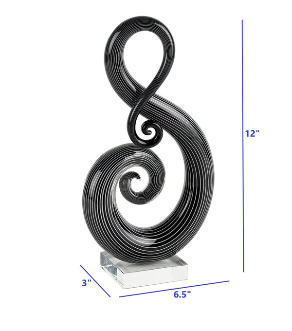 Homeroots 12" Black And White Murano Glass Modern Abstract Tabletop Sculpture  Murano Glass 376105