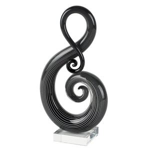 Homeroots 12" Black And White Murano Glass Modern Abstract Tabletop Sculpture  Murano Glass 376105