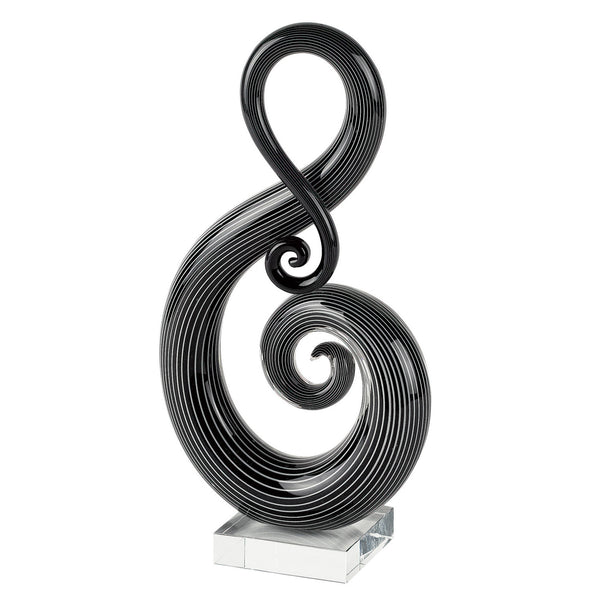 Homeroots 12" Black And White Murano Glass Modern Abstract Tabletop Sculpture  Murano Glass 376105