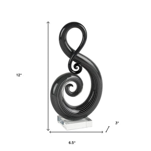 Homeroots 12" Black And White Murano Glass Modern Abstract Tabletop Sculpture  Murano Glass 376105