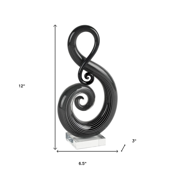 Homeroots 12" Black And White Murano Glass Modern Abstract Tabletop Sculpture  Murano Glass 376105
