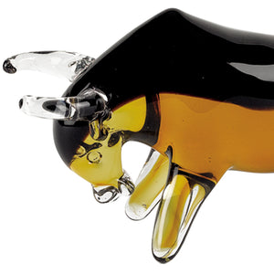 Homeroots 5" Clear Brown And Black Murano Glass Bull Figurine Tabletop Sculpture  Murano Glass 376106