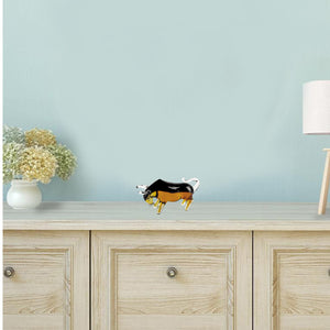 Homeroots 5" Clear Brown And Black Murano Glass Bull Figurine Tabletop Sculpture  Murano Glass 376106