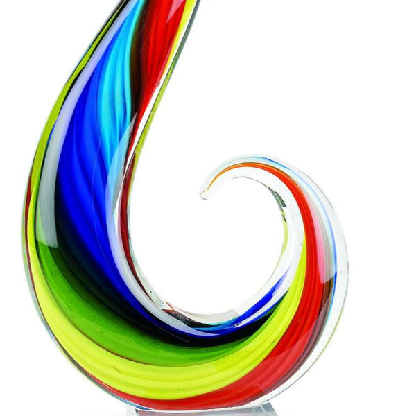 Homeroots 17" Blue And Red Murano Glass Modern Abstract Tabletop Sculpture  Murano Glass 376107