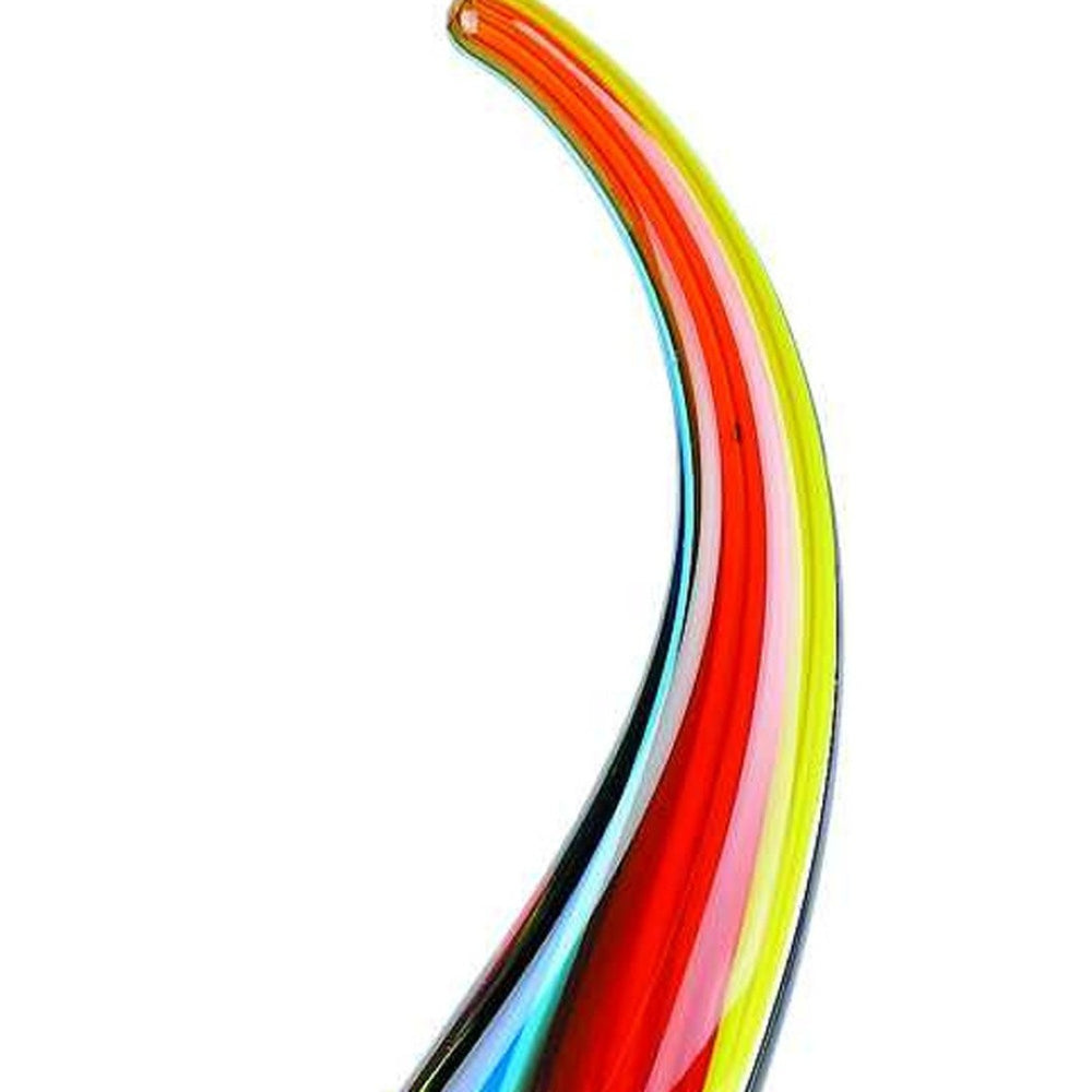 HomeRoots 17" Handcrafted Blue and Red Murano Glass Modern Abstract Sculpture for Home and Office Décor 376107