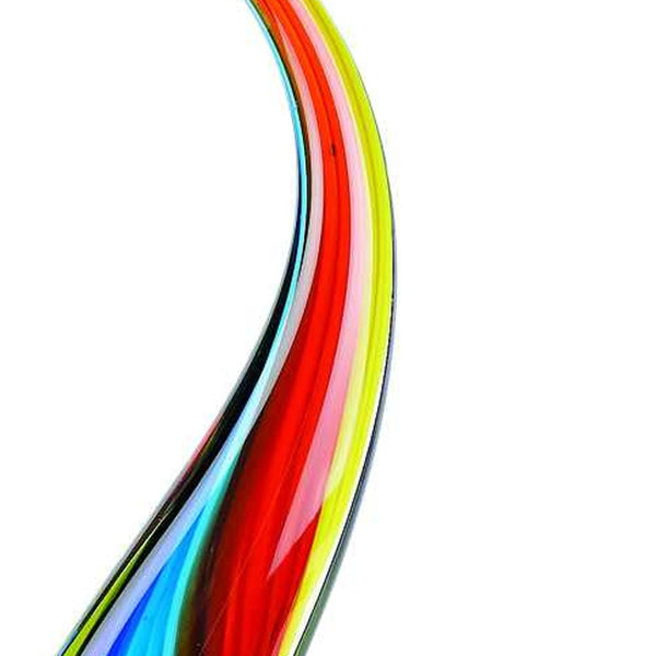 Homeroots 12" Clear Red Blue Yellow Murano Glass Modern Abstract Tabletop Sculpture  Murano Glass 376108