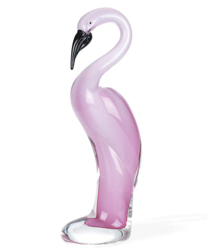 Homeroots 15" Pink Murano Glass Flamingo Figurine Tabletop Sculpture  Murano Glass 376109