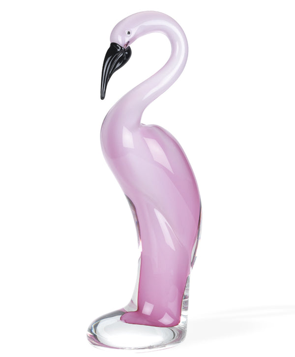 Homeroots 15" Pink Murano Glass Flamingo Figurine Tabletop Sculpture  Murano Glass 376109