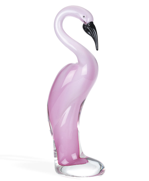Homeroots 15" Pink Murano Glass Flamingo Figurine Tabletop Sculpture  Murano Glass 376109